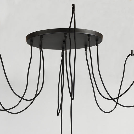 Early Electric 8 Light Pendant in Black / Antique Brass