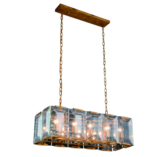 Monaco 10-Light 34" Linear Chandelier in Golden Iron