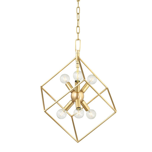 Roundout 6-Light Chandelier in Aged Brass