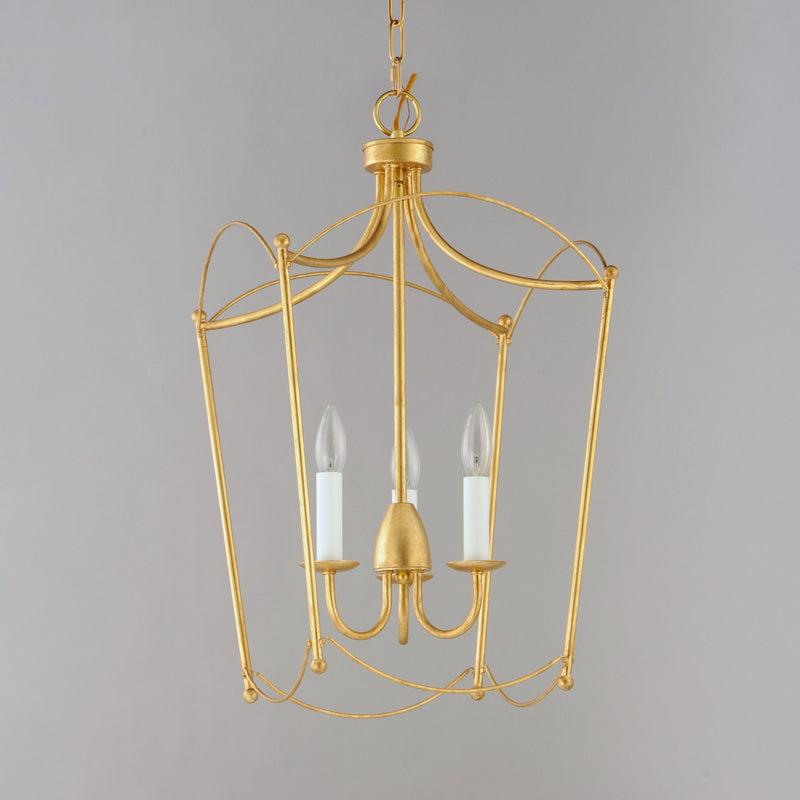 Plumette 3 Light Pendant in Gold Leaf