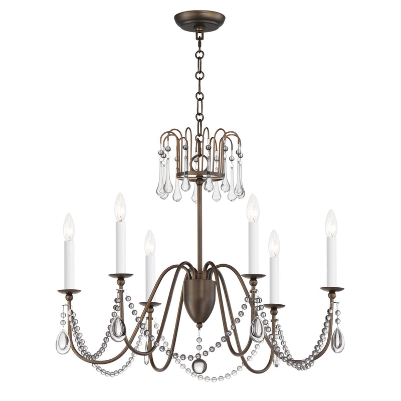 Plumette 6 Light Chandelier in Chestnut Bronze
