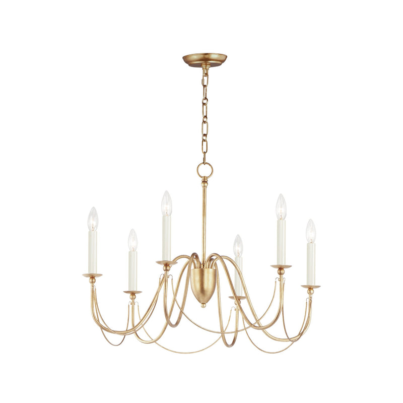 Plumette 6 Light Chandelier in Gold Leaf