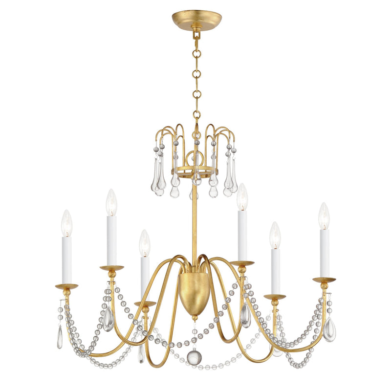 Plumette 6 Light Chandelier in Gold Leaf