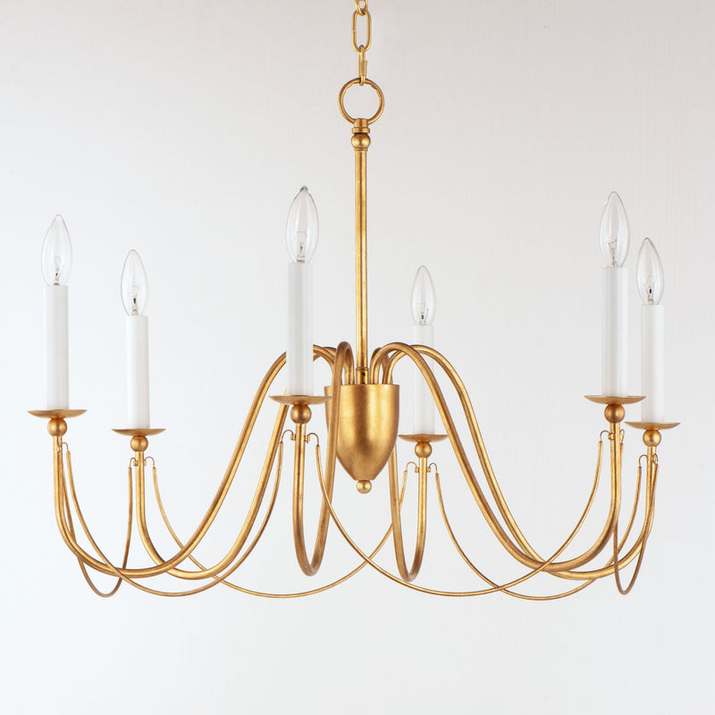 Plumette 6 Light Chandelier in Gold Leaf