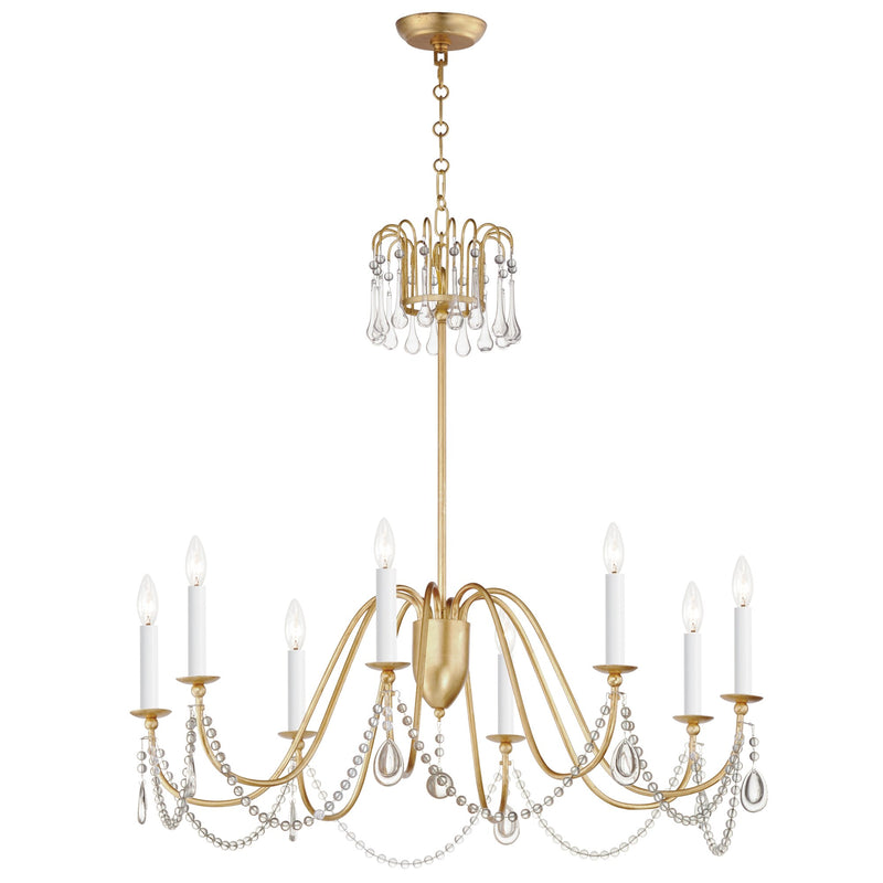 Plumette 8 Light Chandelier in Gold Leaf