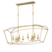 Plumette 8 Light Linear Chandelier in Gold Leaf
