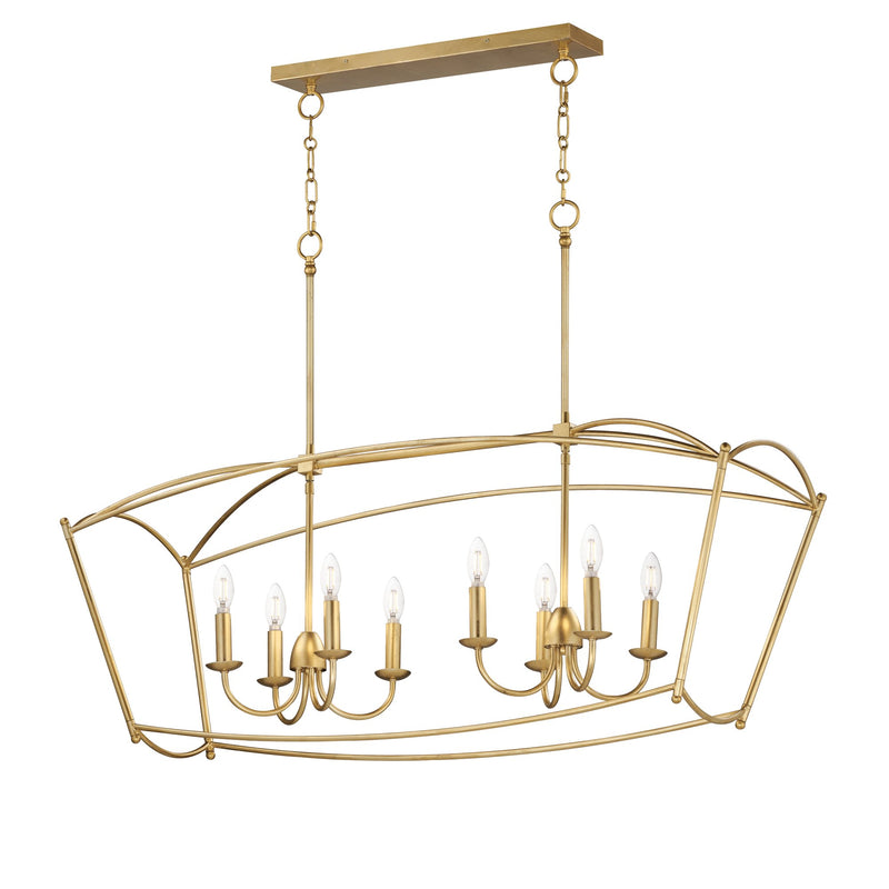 Plumette 8 Light Linear Chandelier in Gold Leaf