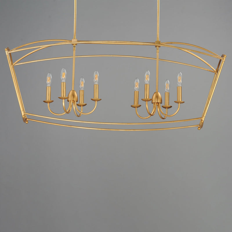 Plumette 8 Light Linear Chandelier in Gold Leaf