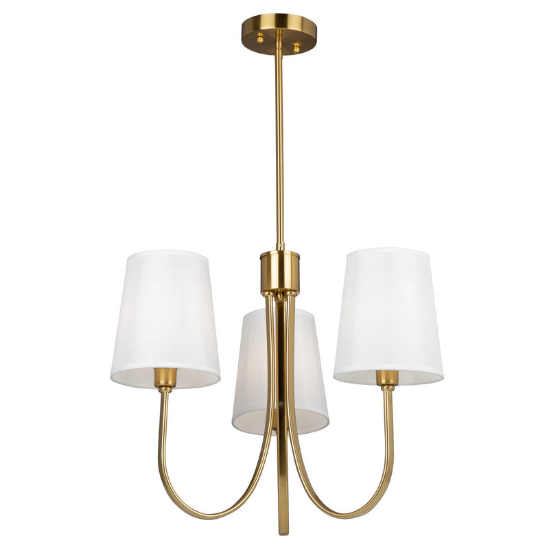 Rhythm Three Light Chandelier in Brushed Gold