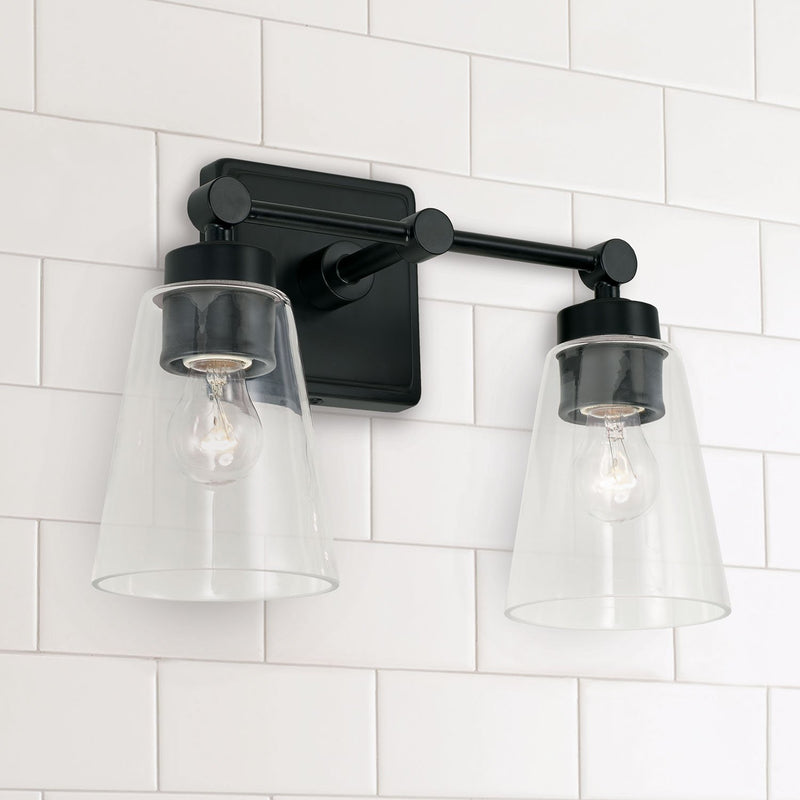 Rory 2-Light Bath Vanity Light in Matte Black