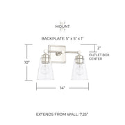 Rory 2-Light Bath Vanity Light in Polished Nickel