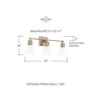 Rory 3-Light Bath Vanity Light in Aged Brass