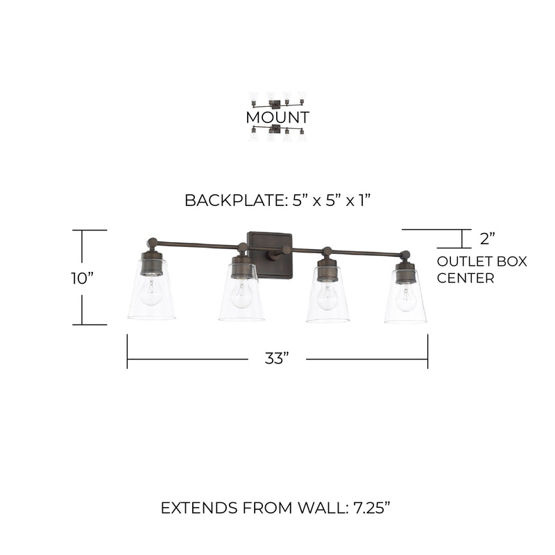 Rory 4-Light Bath Vanity Light in Old Bronze