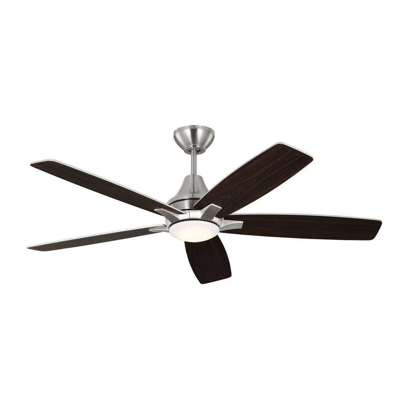Lowden 52" LED Ceiling Fan in Brushed Steel with Silver / American Walnut Blades