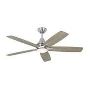Lowden 52" LED Ceiling Fan in Brushed Steel with Silver / Light Grey Weathered Oak Blades