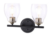 Winsley 2-Light Bath Vanity Light in Coal w/Stained Brass