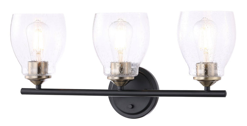 Winsley 3-Light Bath Vanity Light in Coal w/Stained Brass