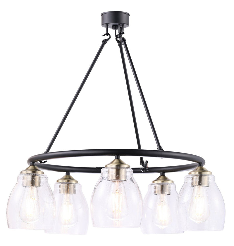 Winsley 5-Light Chandelier in Coal w/Stained Brass
