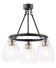 Winsley 3-Light Chandelier in Coal w/Stained Brass