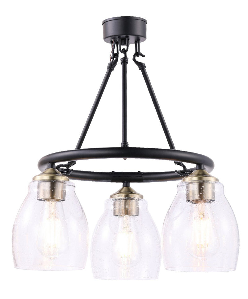 Winsley 3-Light Chandelier in Coal w/Stained Brass