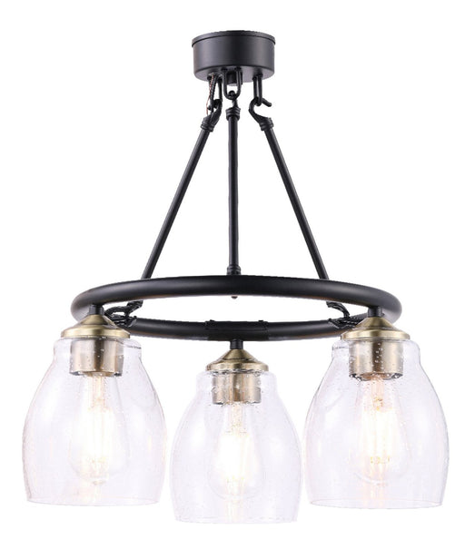Winsley 3-Light Chandelier in Coal w/Stained Brass