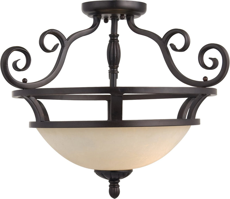 Manor 2 Light Semi-Flush Mount in Oil Rubbed Bronze