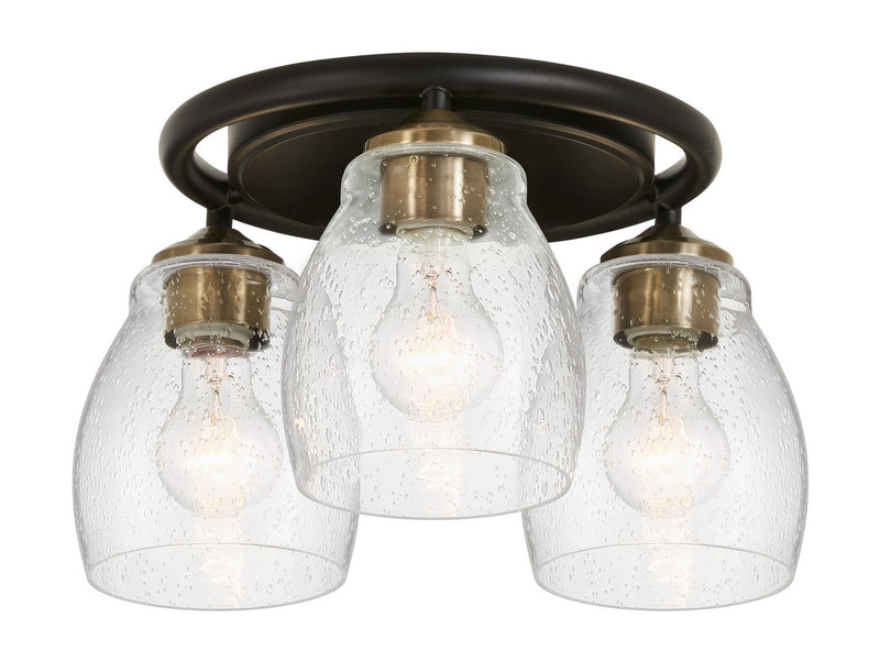 Winsley 3-Light Semi-Flush Mount in Coal and Stained Brass