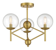 Auresa 3-Light Semi-Flush Mount in Soft Brass