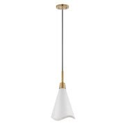 Tango 15" Pendant in Matte White and Burnished Brass