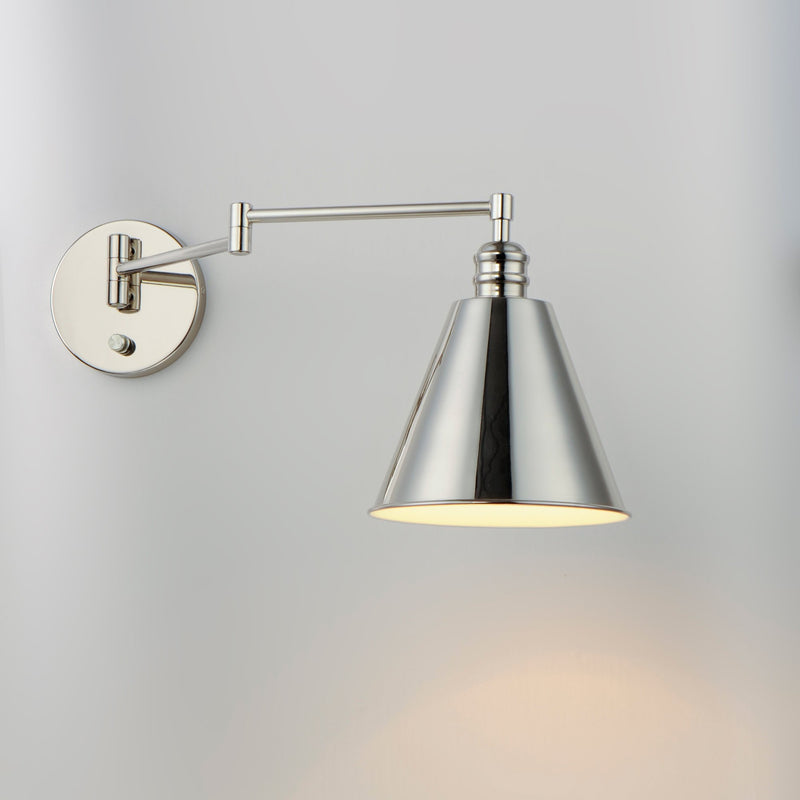 Library 1 Light Wall Sconce in Polished Nickel