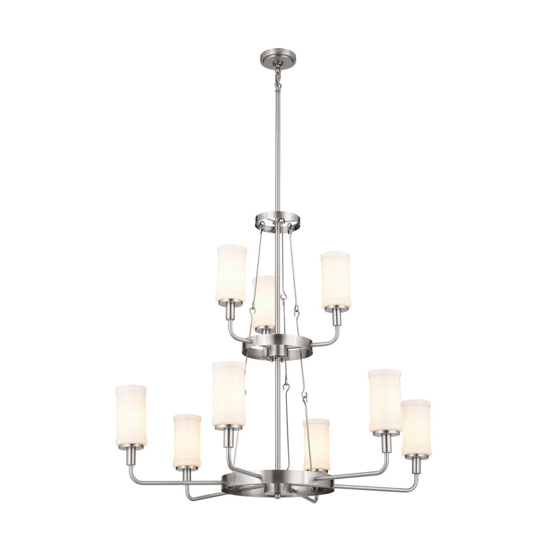 Vetivene 9-Light Two-Tier Chandelier in Classic Pewter