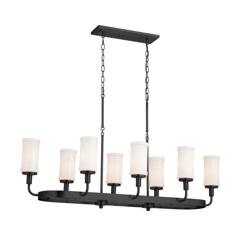 Vetivene 8-Light Linear Chandelier in Textured Black