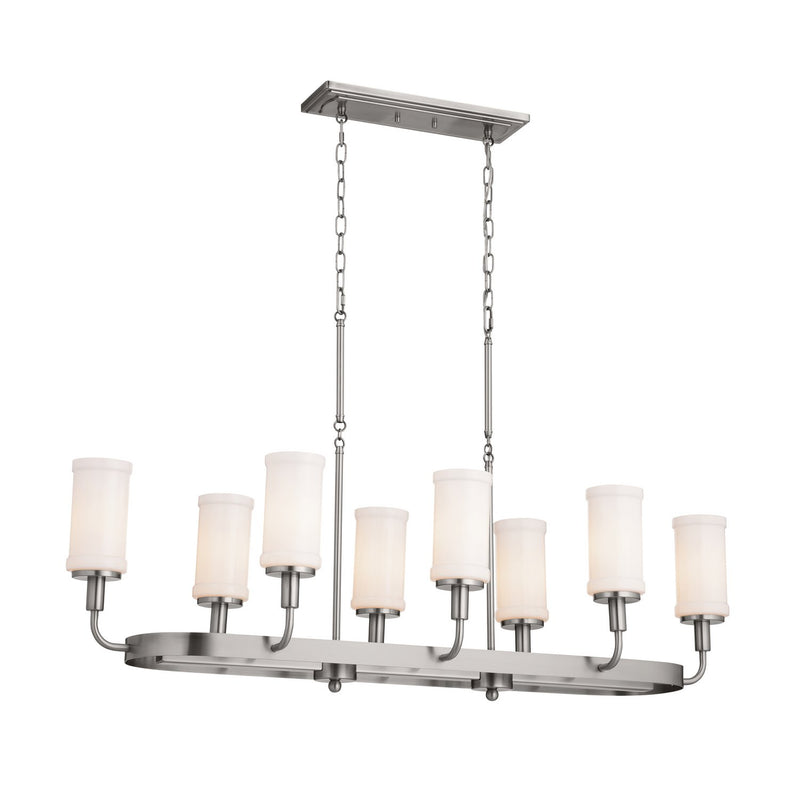 Vetivene 8-Light Linear Chandelier in Classic Pewter