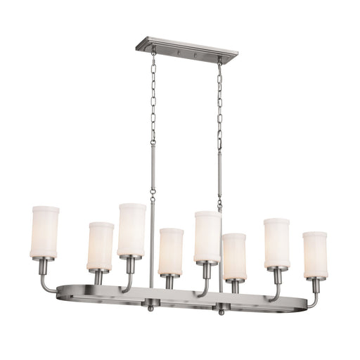Vetivene 8-Light Linear Chandelier in Classic Pewter