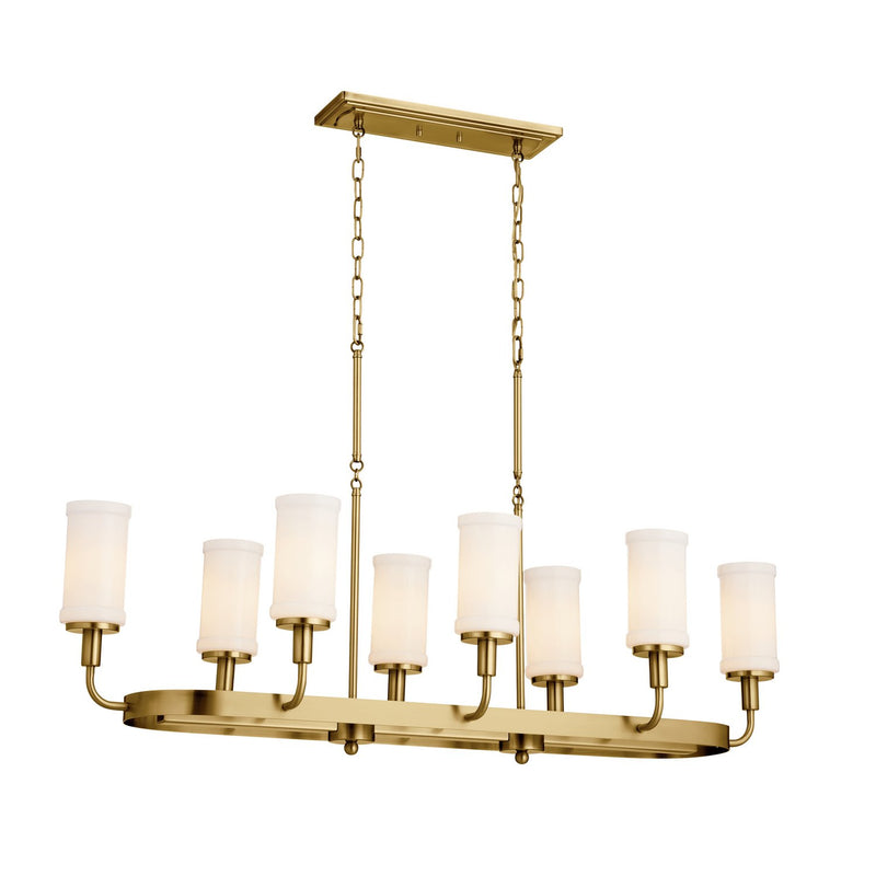 Vetivene 8-Light Linear Chandelier in Natural Brass
