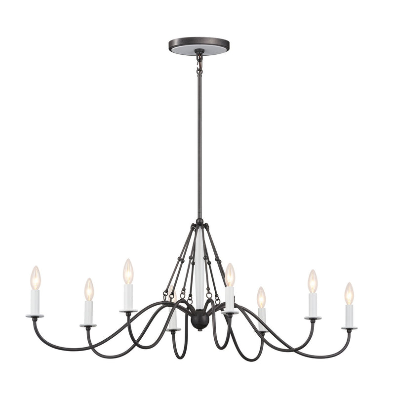 Freesia 8-Light Linear Chandelier in Anvil Iron