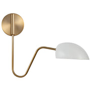 Trilby Swing Arm Wall Lamp in Matte White and Burnished Brass