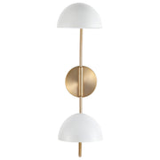 Trilby 2-Light Swing Arm Wall Lamp in Matte White and Burnished Brass