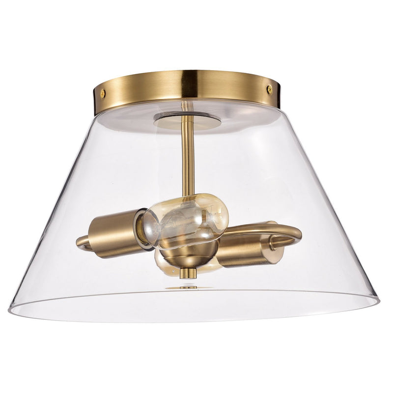 Dover 14" 3-Light Flush Mount in Vintage Brass