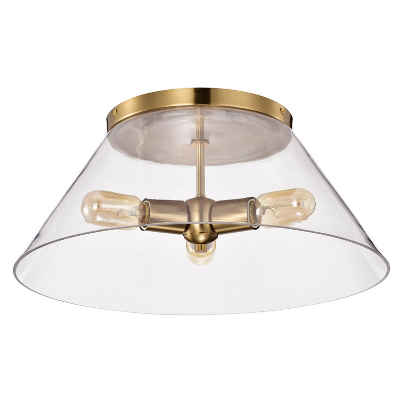 Dover 20" 3-Light Flush Mount in Vintage Brass
