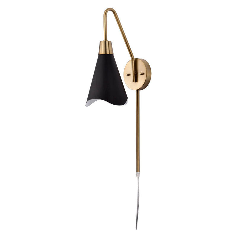 Tango Swing Arm Wall Lamp in Matte Black and Burnished Brass