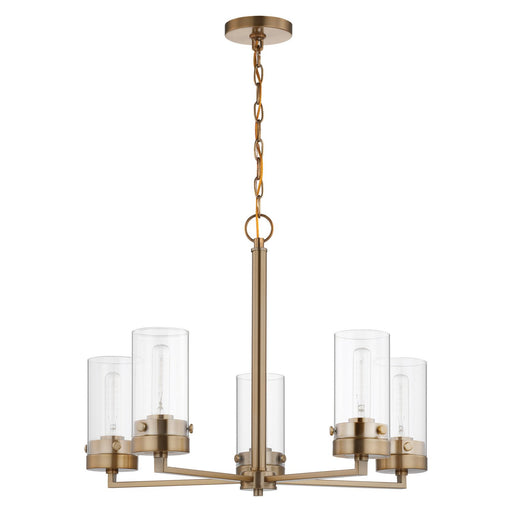 Intersection 5-Light Chandelier in Burnished Brass