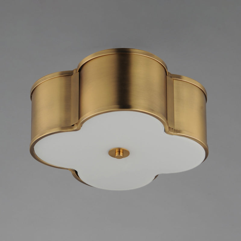 Clover 2 Light 14" Flush Mount in Natural Aged Brass