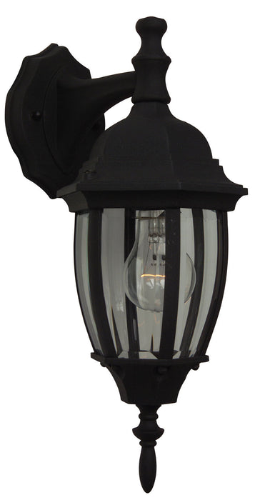 Bent Glass 1-Light Wall Lantern in Textured Matte Black