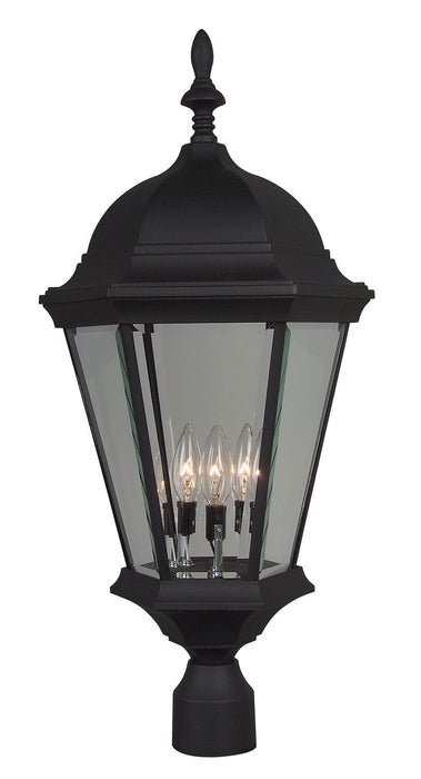 Straight Glass 3-Light Post Mount in Textured Matte Black
