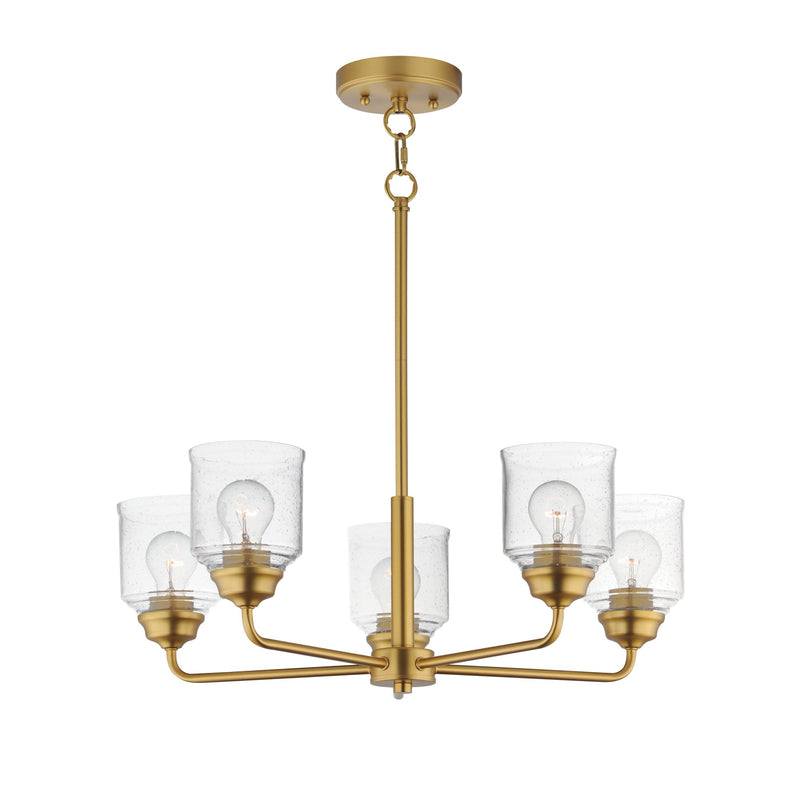 Acadia 5 Light Chandelier in Natural Aged Brass