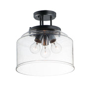 Acadia 3 Light Semi-Flush Mount in Black