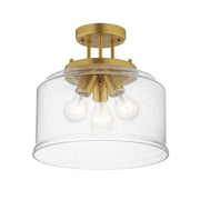 Acadia 3 Light Semi-Flush Mount in Natural Aged Brass