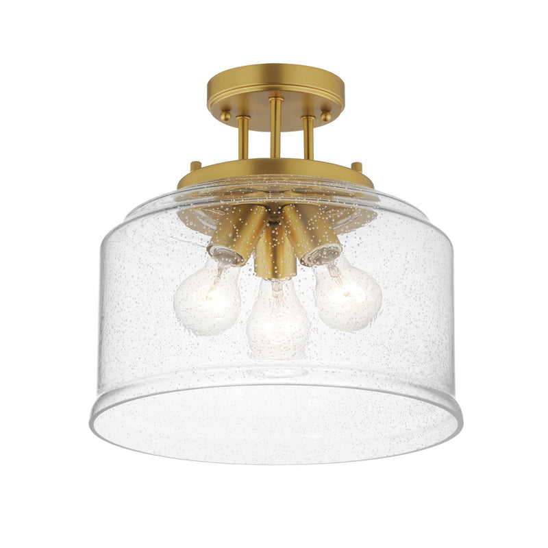 Acadia 3 Light Semi-Flush Mount in Natural Aged Brass
