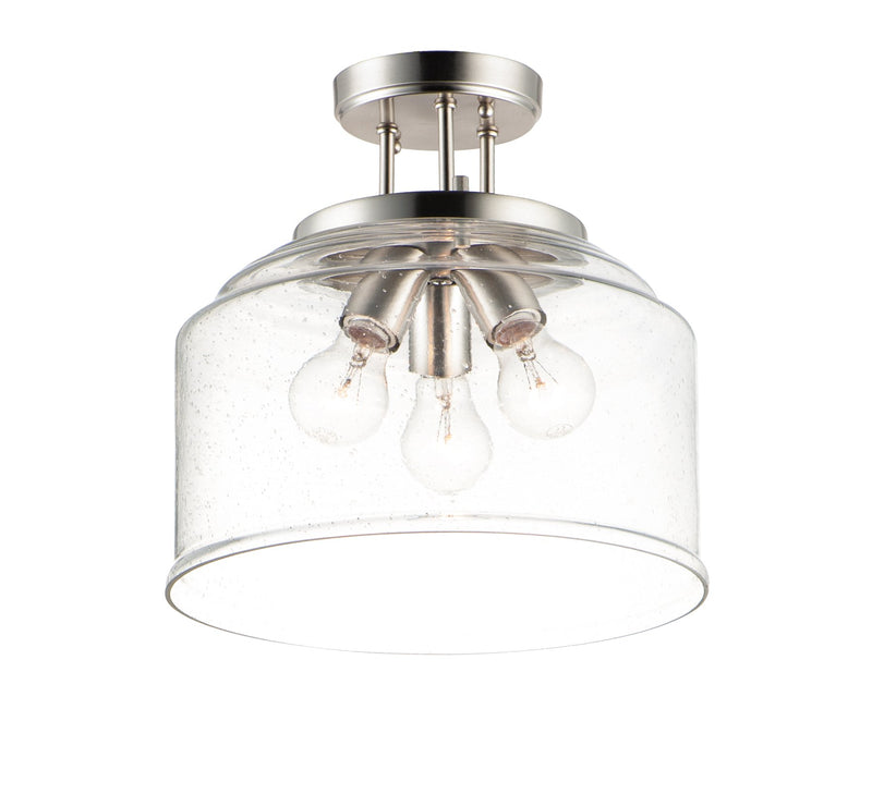 Acadia 3 Light Semi-Flush Mount in Satin Nickel